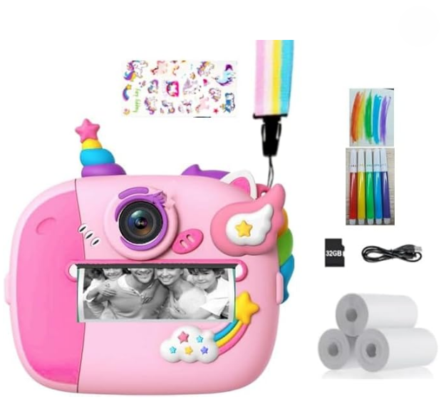 Wootoyz Kids Camera Instant Print, Digital Camera for Kids, Unicorn Gifts for Girls, Birthday Presents for Ages 3–12